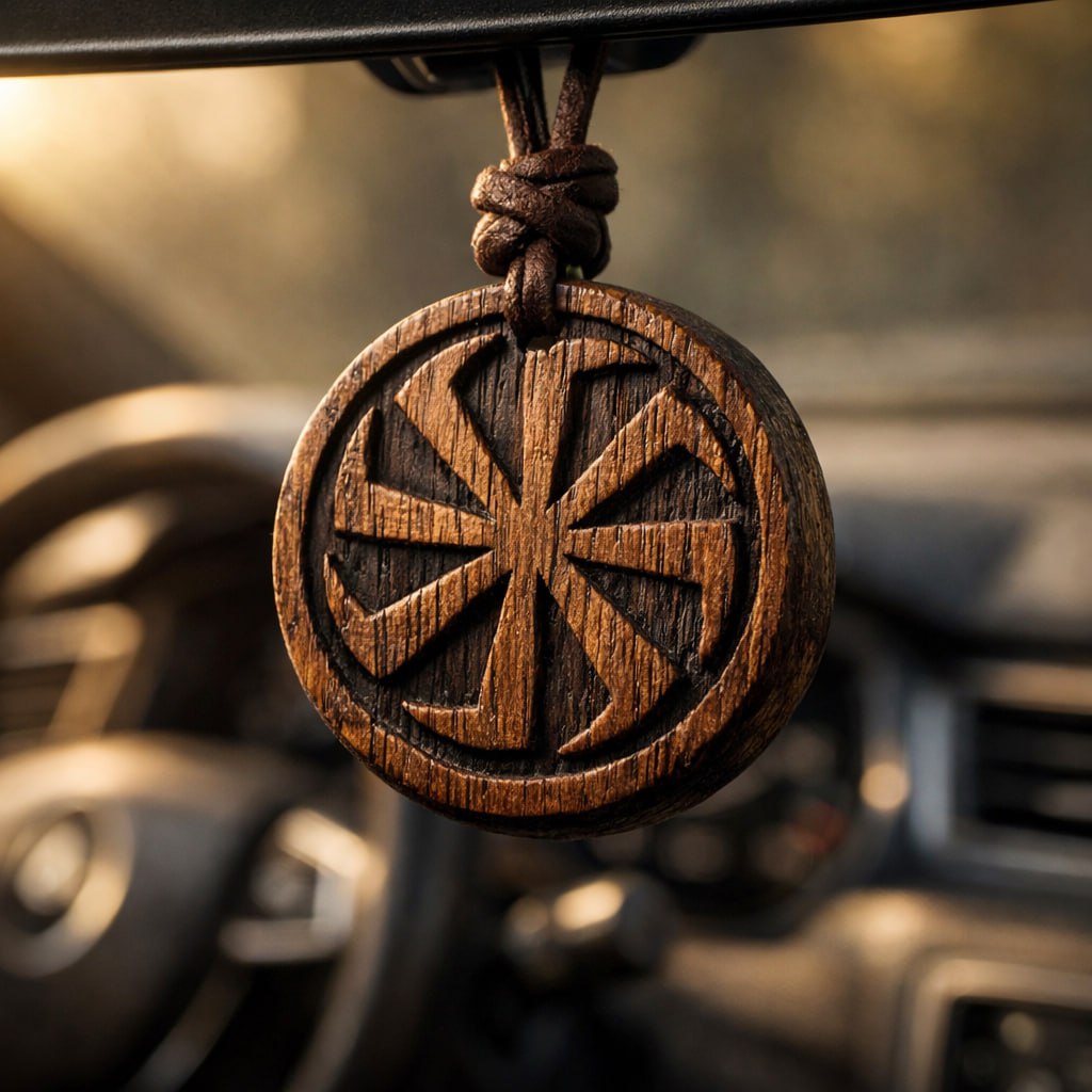 Коловрат деревянный авто-амулет — Страж дороги, оберег для автомобиля, СИЛА РОДА
