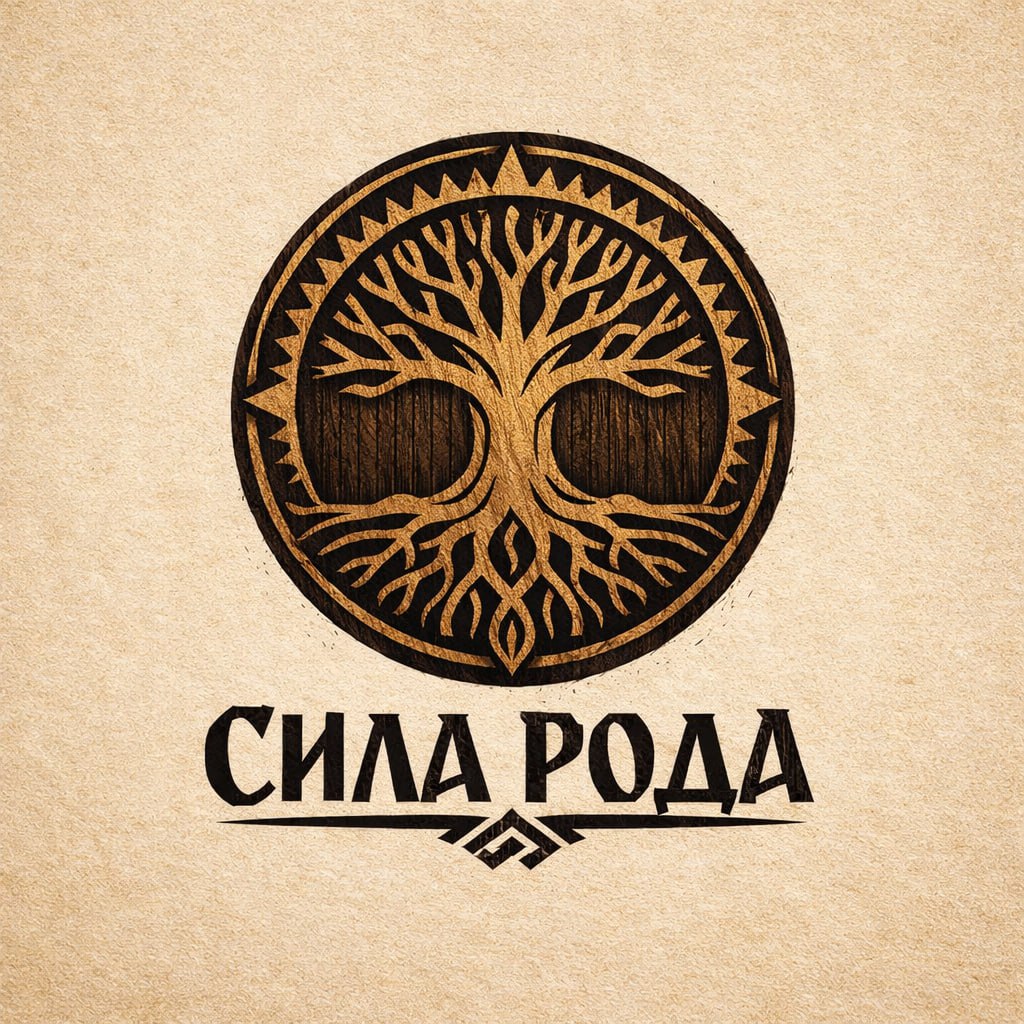 Логотип СИЛА РОДА — деревянные амулеты ручной работы